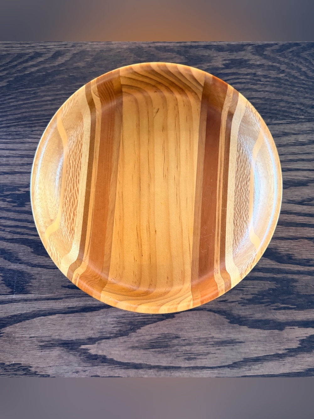 New Zealand Wood Timbers Wooden Serving Bowl - Natural Two-Tone Stripe